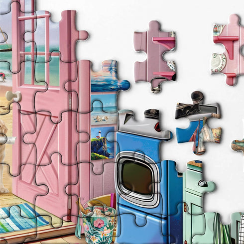 BBOLDIN Summer 1000 Beach House Puzzle for Adults Piece, Ocean Seashore Retreat Jigsaw Puzzles, Hawaii Cabin Scenery