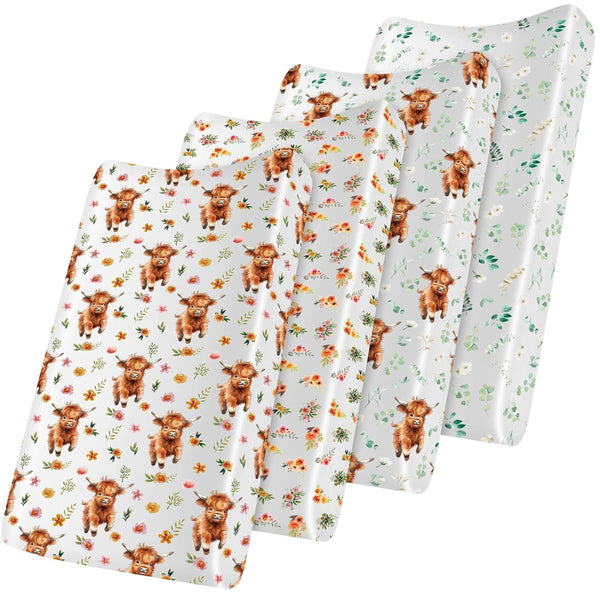 Croknit 4 Pack 52" x 28" Changing Pad Cover for Boys Girls Highland