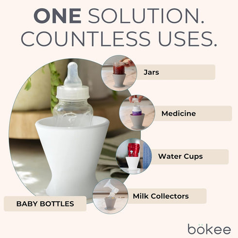 1-Pack Boekee Baby Bottle Holder and Easy Hands Free Silicone Breast Pump Holder for One Handed Bottle Prep - White
