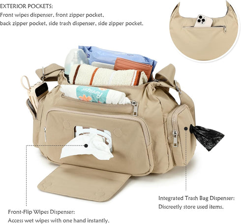 22L Puffer Crossbody Bags for Women Mom Large Diaper Bag Purse with Wipes & Trash Dispenser Cross Body Purses Messenger