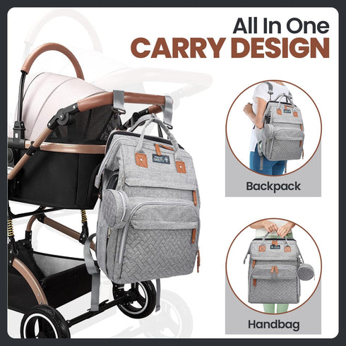 Backpack, Baby Diaper Bag Bonus Changing Pad, Large Capacity, USB Port, Pacifier Case, Mosquito Net & Wipes Bag |