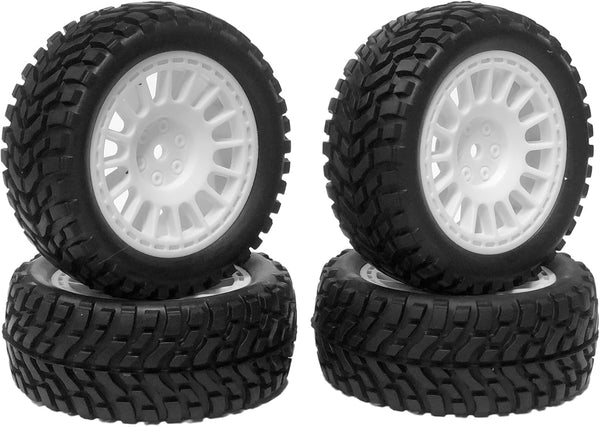 4PCS 75mm Rubber Tyres with Foam Inserts and Plastic Wheel Rims for 1/10 On-Road RC Drift Touring Car (White)