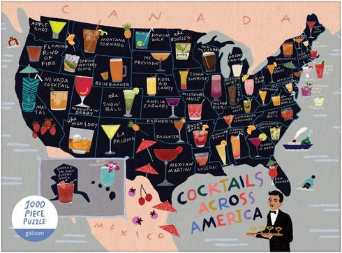 Cocktail Map Of The USA 1000 Piece Puzzle