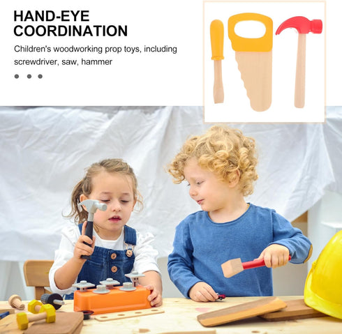 1 Set of Wooden Simulation Hammer Toy, Educational Tool Toys for School Play Games & Birthday Party Decoration Supplies