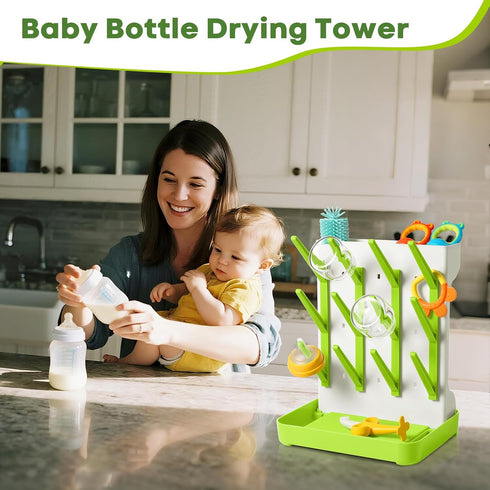 Countertop 12 MeCids Baby Bottle Drying Rack, Vertical Standing Bottle Dryer Rack Holder, Space Saving Baby Bottle