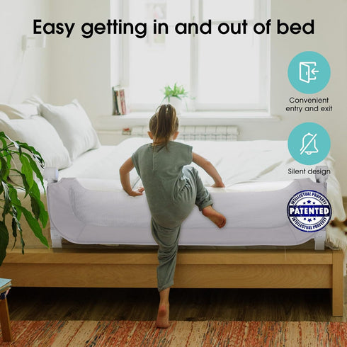 Baby Bed Rail Guard for Toddlers - 47" Swing Down Bedside Rails for Twin, Full, Queen Bunk Size Beds