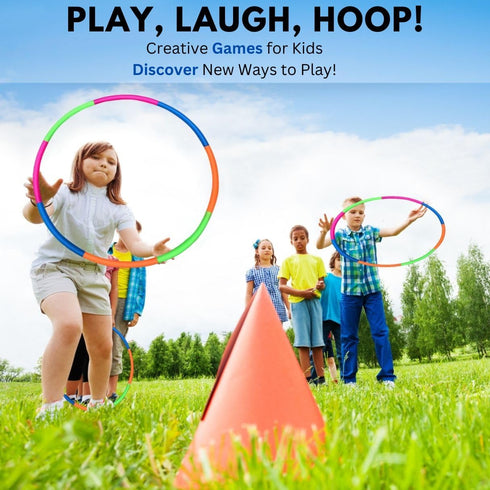 Kids Exercise Hoop, Adjustable Detachable Weight Size Plastic Toy Hoops - 32-Inch Spinning Rings for Sports, Playing