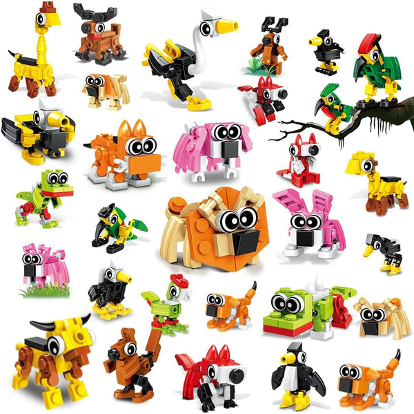 HOGOKIDS Party Favors for Kids, 30 Kinds of Animals Building Block Toy 20 Pack, Birthday Gift for Ages 4-12