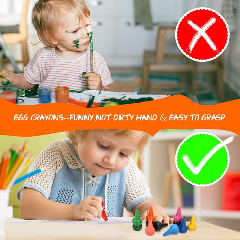 12 Jumbo Crayons for Toddlers, Colors Finger Paint Palm Grip Crayons for Babies, Washable Wax Safe for Kids Children