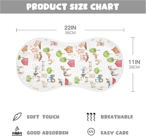Set 4 Pack vvfelixl Baby Burp Cloths Watercolor Farm Animals Baby Newborn Cotton Burping Cloths Baby Washcloths White