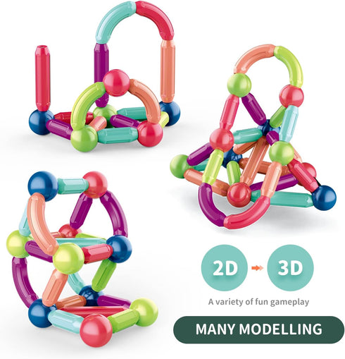Set, Set, 3+ (42 Magnetic Balls and Rods Magnet Building Magnetic Balls and Sticks - Featuring Safe, Extra-Strong