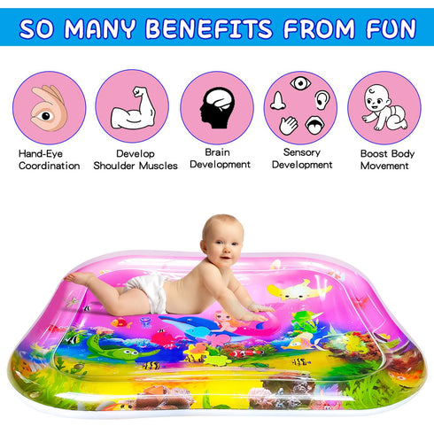 ZHUYNXIR Tummy 39.5x31.5 Extra Big Infant Toys, time Toys, Baby Pink Water Play mat, Fun Early Development Activity
