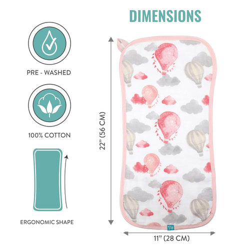 5-Pack 22" 11" Featherhead Muslin Burp Cloths for Baby Girl Large X - Ultra Soft & Extra Absorbent Cotton Terry Backing