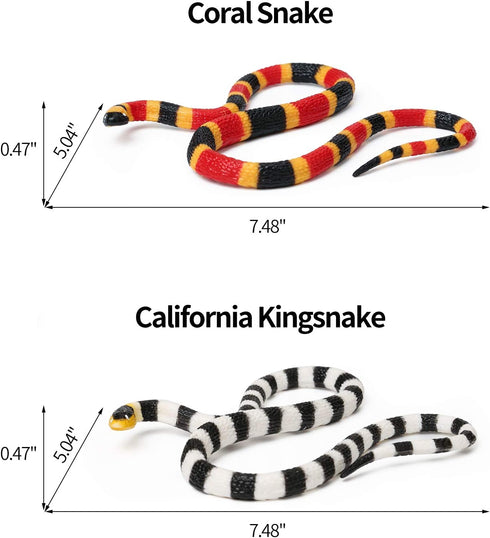 UANDME 8pcs Realistic Fake Snakes Toy Figurines for Prank Scare Birds, Cobra, Boa, Coral, Rattlesnake