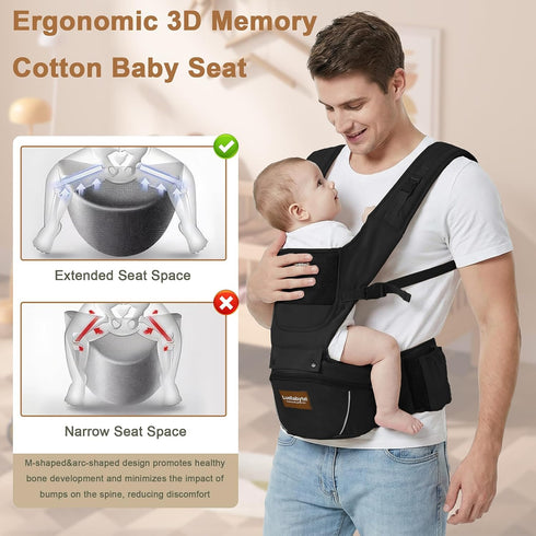 6-in-1 Baby Carrier with Hip Seat, Baby Carrier Newborn to Toddler, Forward-Facing Carry for Active Babies, Adjustable