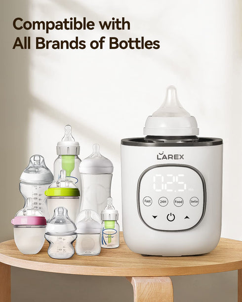 8 1 LAREX Bottle Warmer, Fast Baby Bottle Warmer for Breastmilk and Formula, with Timer and Accurate Temp Control