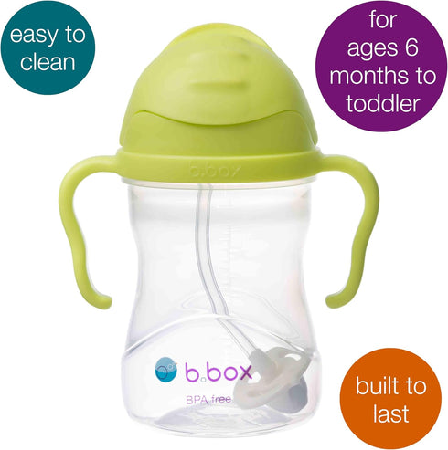 b.box Sippy Cup with Weighted Straw, 8oz, Leak Proof, BPA Free for Babies 6m+ to Toddlers (Pineapple)