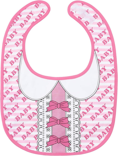 Littleforbig Adult Bib - Cotton Waterproof Babydoll Printed, Adjustable Velcro Closure - Pretty in Pink