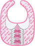 Littleforbig Adult Bib - Cotton Waterproof Babydoll Printed, Adjustable Velcro Closure - Pretty in Pink