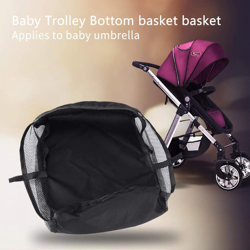 1Pc Baby Stroller Bottom Basket, Under Baby Stroller Storage Organizer, Oxford Fabric, Universal with Large Storage