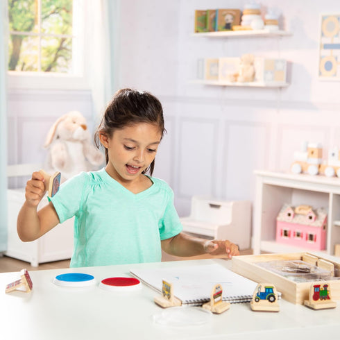 Set 4+ Melissa & Doug My First Wooden Stamp - Vehicles Kids Art Projects, Stamps with Washable Ink, Vehicle Toys