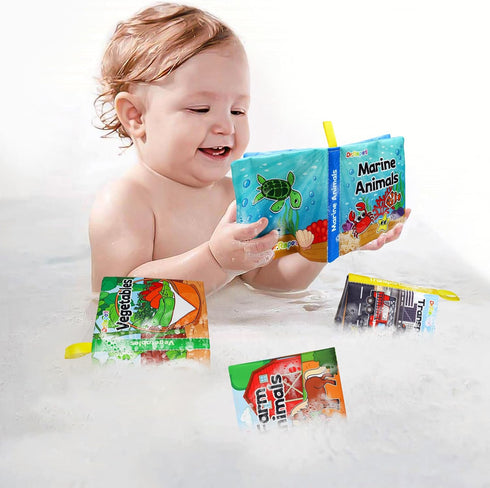 Dr.Rapeti Soft Cloth Baby Books, 8-Pack Washable Crinkle Books for Infant Toddler Learning Gifts