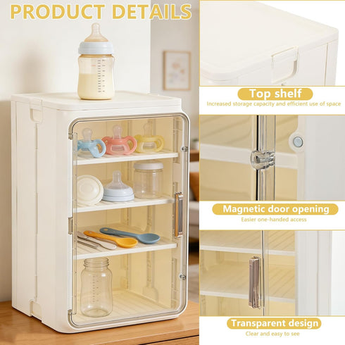 Wenceda 3/4 Countertop Baby Bottle Organizer, Tier Bottles Storage Organizer, Baby Bottle Drying Rack for Bottles