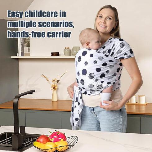 Anecoes 7-35 lbs Baby Wraps Carrier - Polka Dots Pattern - All-in-One Baby Wearing Wrap Hands-Free Design Infant Sling