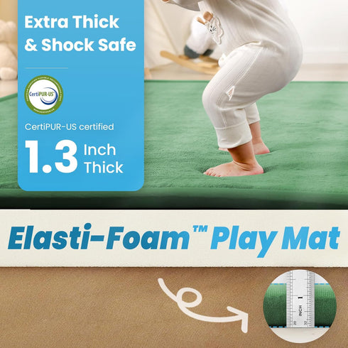 1.3" 50x50 Tummy Thick Baby Play Mat for Floor Playpen, Foam Time Mat, Padded Support Soft Plush Nursery Rug for Infant