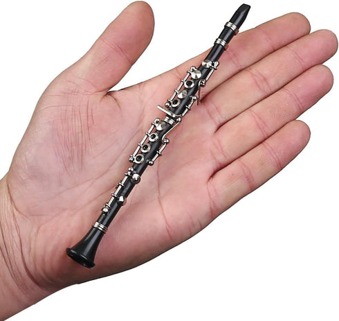Dselvgvu (6.25" Miniature Clarinet with Stand and Case Mini Musical Instrument Replica Collectible Figurines Dollhouse