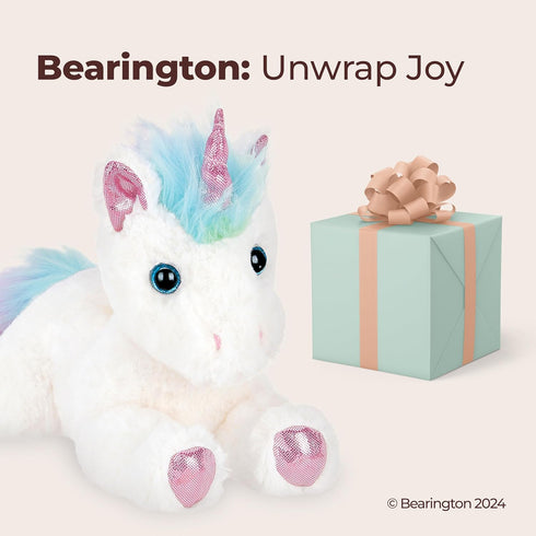Bearington Collection 10-Inch Unicorn Stuffed Animal Plush - Rainbow Shimmers White - Soft Fluffy Magical Gift for Kids