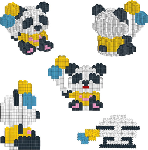 Larcele Micro Building Blocks Animal Set - DIY Mini 3D Building Toy Bricks (Balloon Panda, 295 Dots KLJM-10)