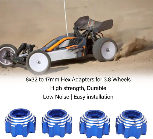 VBESTLIFE RC Wheel Hex Adapters, Aluminum Alloy 8x32 to 17mm for 8x32 3.8in Wheels Electric Car Truck (Blue)