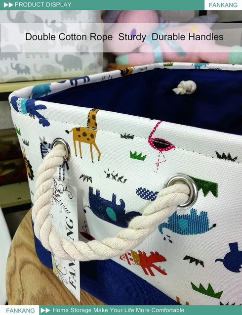 FANKANG Rectangular Laundry Basket, Nursery Storage Fabric Bin, Gift Baskets (Animals)