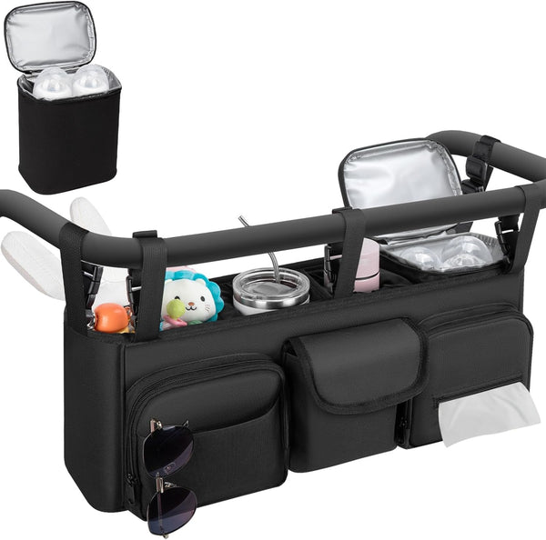 GDNasist Double Stroller Organizer Compatible with Bob Duallie and Baby Jogger City