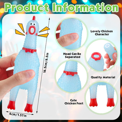 Honoson 50 6.5 Inch Pcs Glow in The Dark Rubber Chicken Luminous Screaming Glowing Novelty Squeaky Chicken Prank