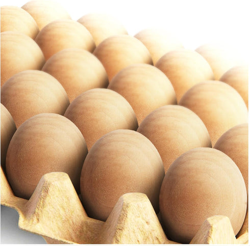 CALPALMY 24 Pieces Wooden Eggs - Life-Size, Reusable Fake Easter Eggs for