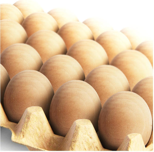 CALPALMY 24 Pieces Wooden Eggs - Life-Size, Reusable Fake Easter Eggs for