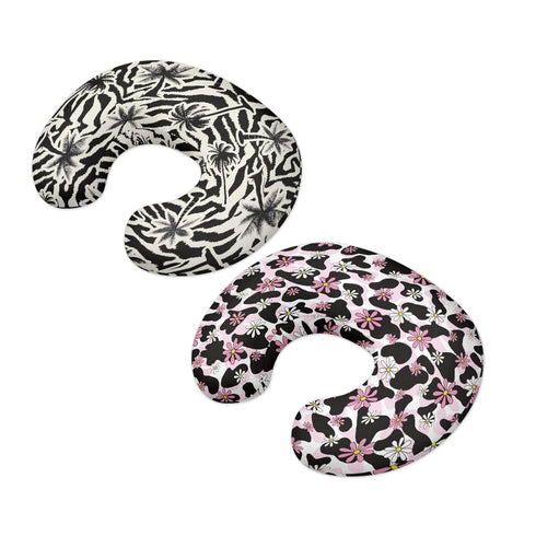 GOSTONG 2 Pack Nursing Pillow Covers Nursing Pillow Slipcover for Breastfeeding Moms, Tropical Cow Zebra Soft