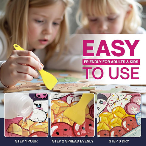 200ML 3000/4500/5000 Jigsaw Puzzle Glue Clear with Applicators, Non-Toxic, Quick Dry & Water-Soluble for Adults, Puzzle