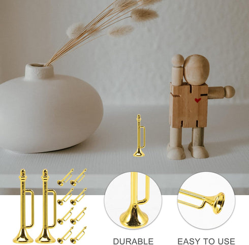 Zerodeko 10PCS Dollhouse Musical Trumpet Instruments, Tiny Plastic Musical Set for Dollhouse Decor