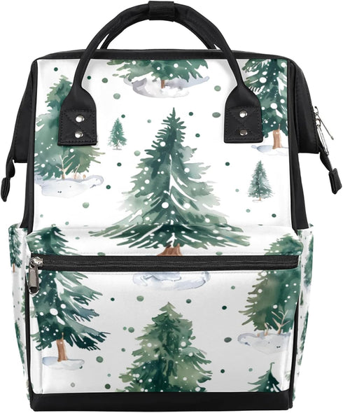 Hsnar Christmas Tree Green Waterproof Diaper Bag Backpack Large Capacity Baby Bag with