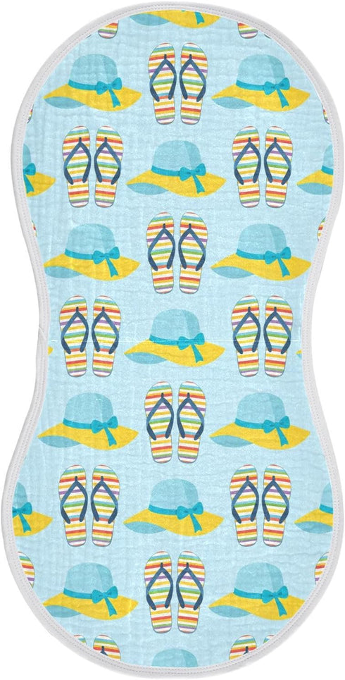 decor gift Cotton Muslin Burp Cloths Large Soft and Absorbent? Summer Blue Flipflop Baby