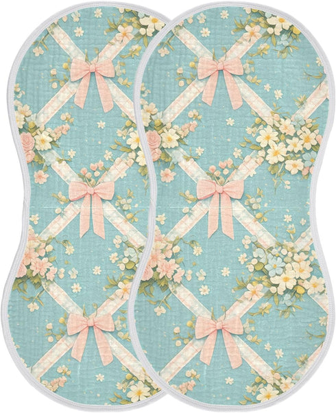 tplaotee 22x11in Vintage Pastel Pink Bows Wildflowers Blue Argyle Shapes Cotton Muslin Baby Burp Cloths Soft Touch Baby