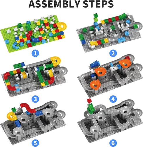 Marble Run Race Track, 176 Pcs for Kids 4-8, Classic Building Blocks, STEM Learning Toys for Boys Girls 3-8+