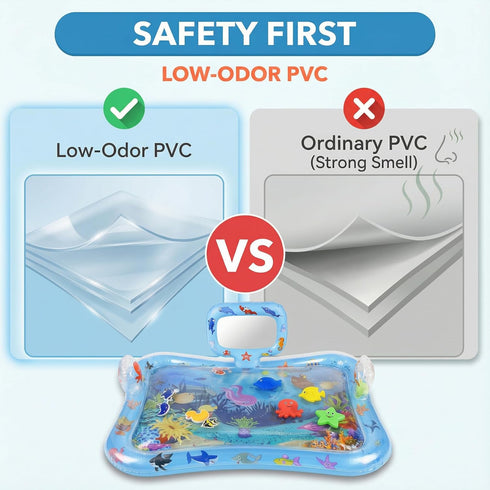Tummy 012 Inflatable Time Water Mat with Mirror Portable Baby Play Mat for Month Infants, Strengthen Muscles & Promote