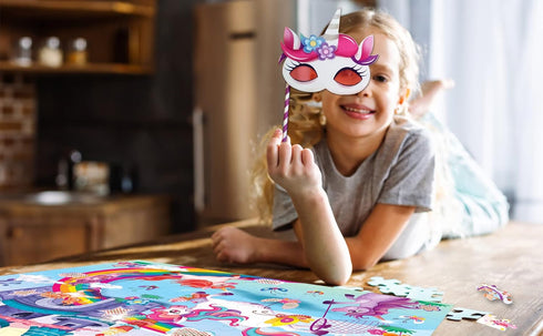 I Love Unicorns 100 Piece Puzzles for Kids Ages 4-8 - Gifts for Girls and Boys, Read Secret Messages with Decoder