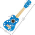 Hape Kid's Wooden Toy Ukulele in Multicolor Dot Blue, Dimensions: L: 21.1, W: 2.6, H: 6.9 Inch