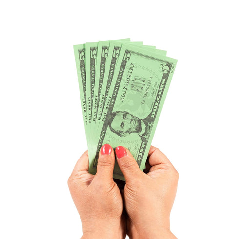 LEARNING ADVANTAGE Five Dollar Play Bills, Set of 100, $5 Paper Bills