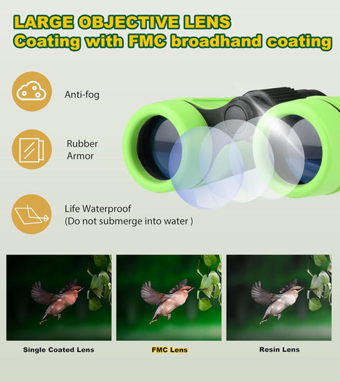 Binoculars for Kids, Toy Binoculars for Boys and Girls 3-12 Years, Valentines Day Gifts for Bird Watching